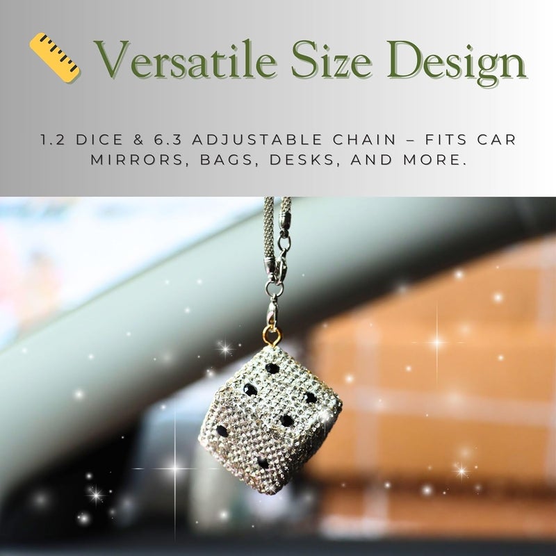 MOTOFITOOL Creative Hanging Dice with Dots Car Rearview Mirror Charm, Bling Car Charm, Rear View Mirror Accessories, Stylish Auto Interior Decor - Image 5